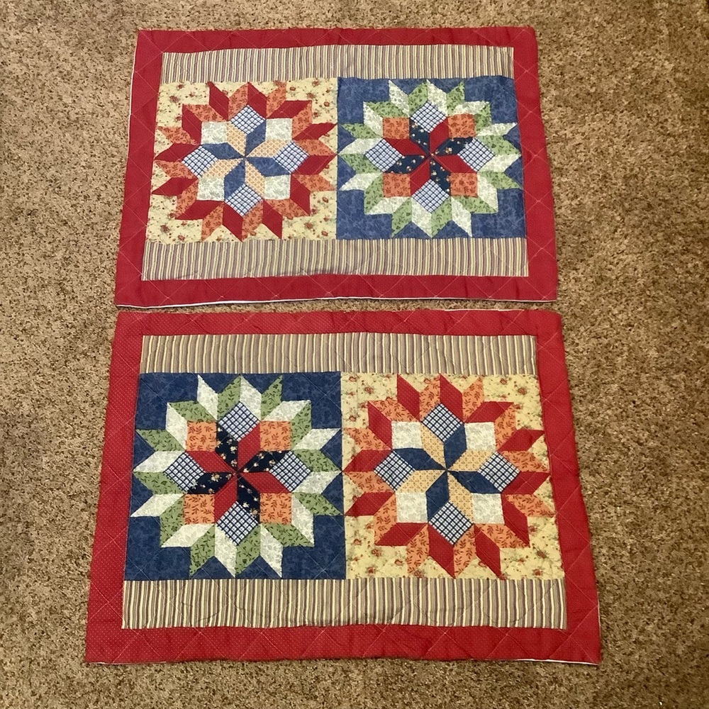 Pillow Shams Pair standard quilted faux patchwork Prairie Farm